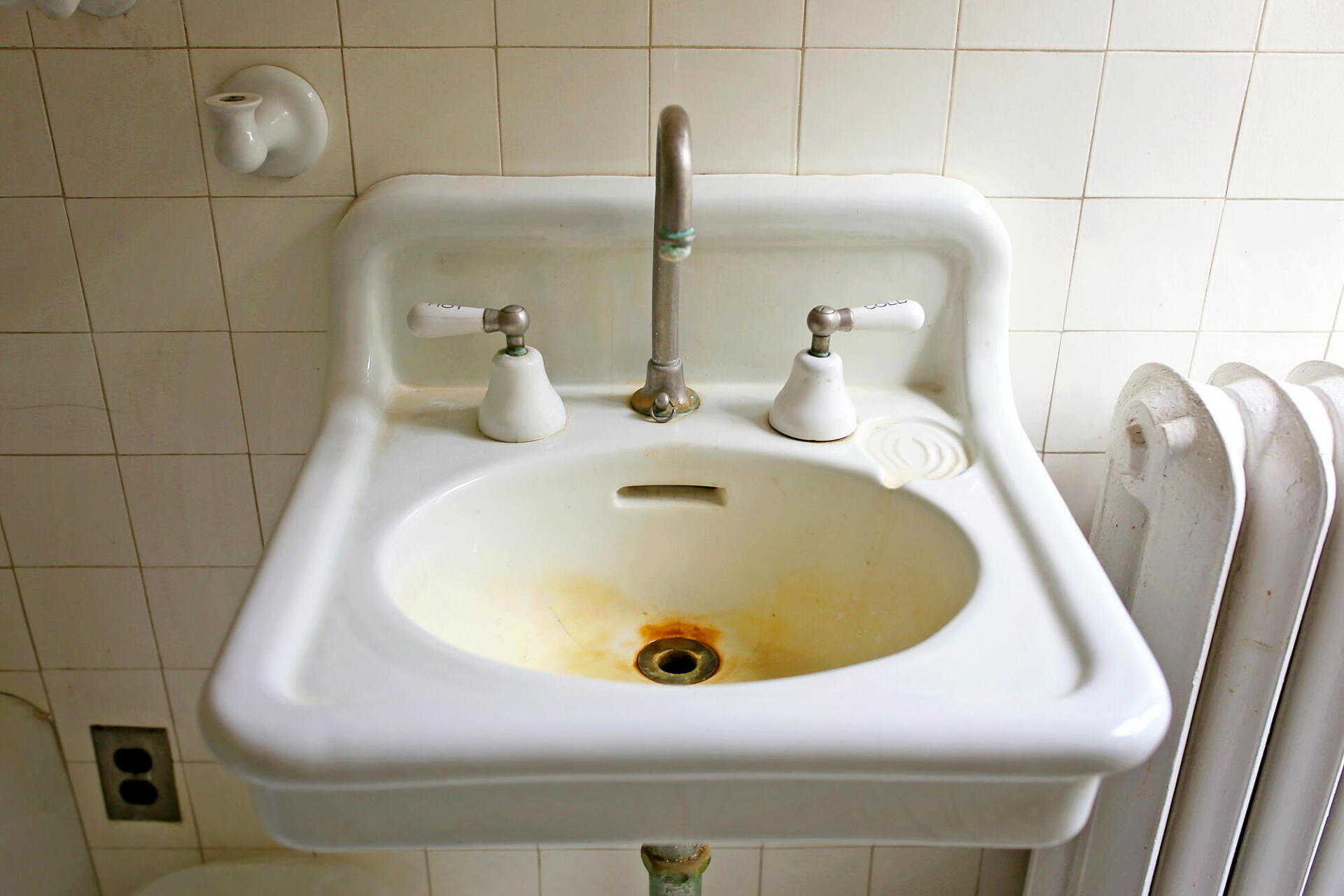 Stained bathroom sink